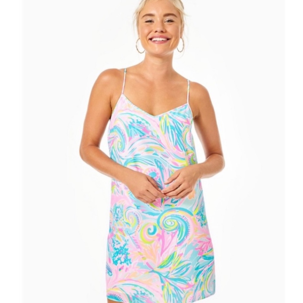 NWT 🌸Lilly Pulitzer dusk silk slip dress Carnivale coral XXS🌸 gorgeous!